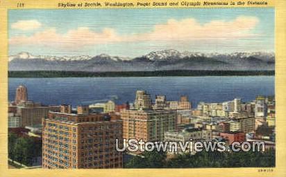 Olympic Mountains - Puget Sound, Washington WA Postcard