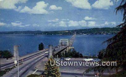 Lake Washington, Floating Bridge - Seattle Postcard