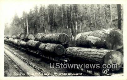 Real Photo - Train of Douglas Fir Logs - Western Washington Postcards, Washington WA Postcard