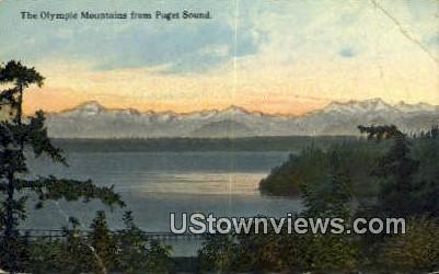 Olympic Mountains - Puget Sound, Washington WA Postcard