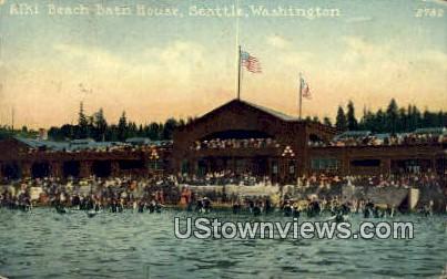 Alki Beach Bath House - Seattle, Washington WA Postcard