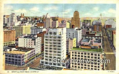 Business District - Seattle, Washington WA Postcard