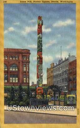 Totem Pole, Pioneer Square - Seattle, Washington WA Postcard