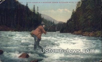 Trout Fishing - Skykomish River, Washington WA Postcard