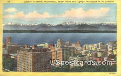 Olympic Mountains - Seattle, Washington WA Postcard