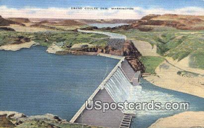 Grand Coulee Dam, WA Postcard      ;      Grand Coulee Dam, Washington