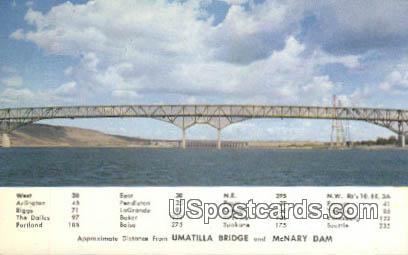 Umatilla Bridge, McNary Dam - Washington WA Postcard