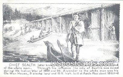Chief Sealth, Chief Seattle - Washington WA Postcard