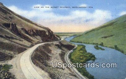 Sunset Highway, WA Postcard      ;      Sunset Highway, Washington