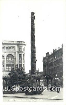 Real Photo - Totem Pole - Seattle, Washington WA Postcard