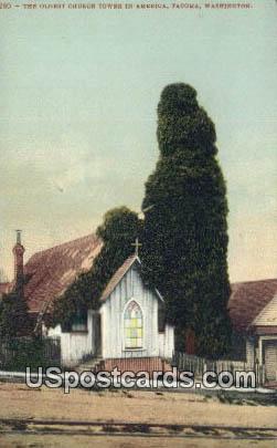 Oldest Church Tower in America - Tacoma, Washington WA Postcard