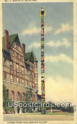 Tacoma Totem Pole - Washington WA Postcard