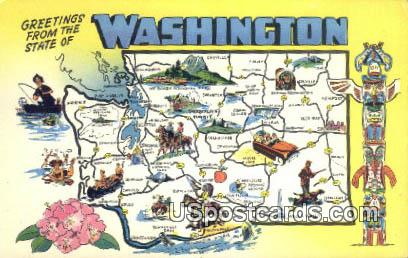 Greetings from, WA Postcard      ;      Greetings from, Washington