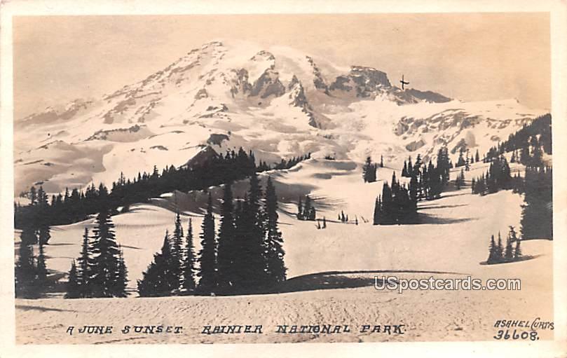 June Sunset - Rainier National Park, Washington WA Postcard