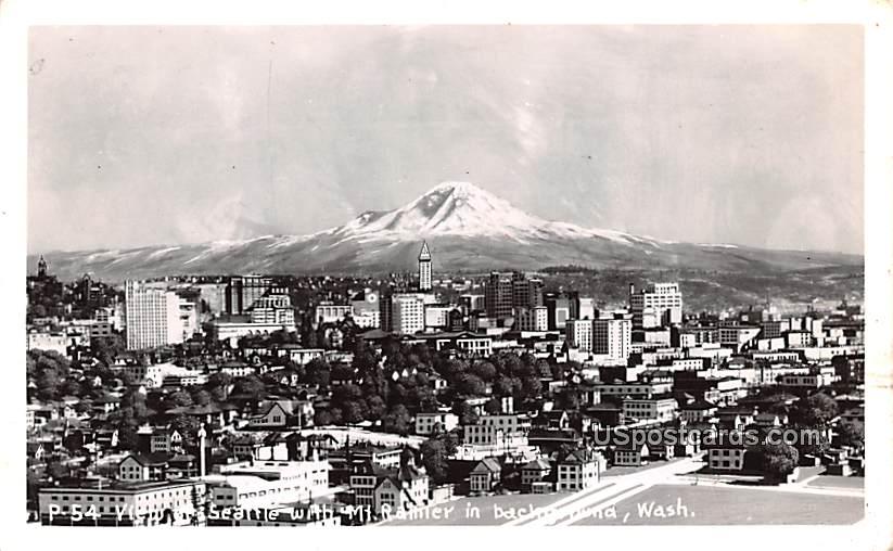 Mount Rainier in Background - Seattle, Washington WA Postcard