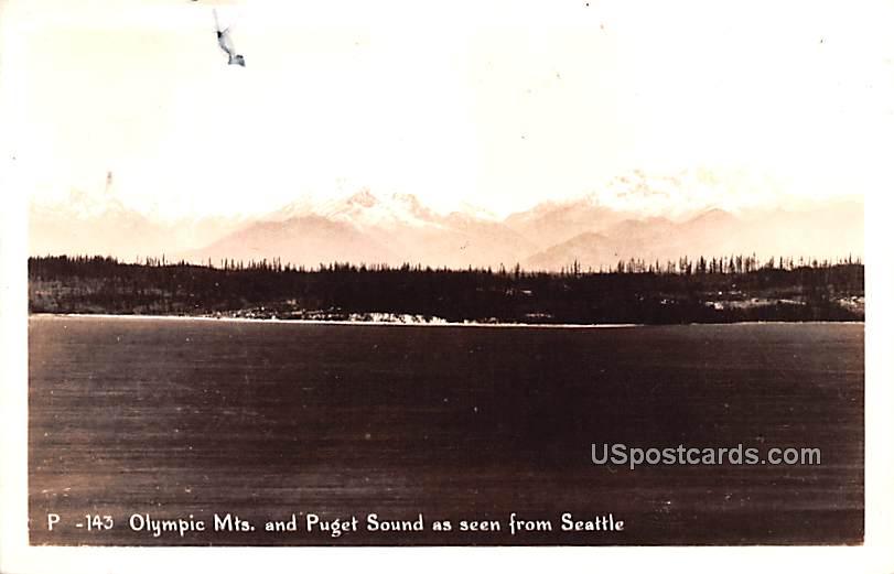 Olympic Mountains and Puget Sound - Seattle, Washington WA Postcard