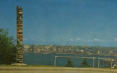 Indian Totem Pole - Seattle, Washington WA Postcard