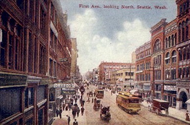 First Avenue - Seattle, Washington WA Postcard