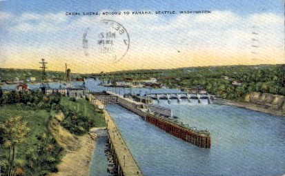 Canal Locks - Seattle, Washington WA Postcard