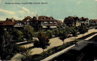 Residential Street - Seattle, Washington WA Postcard