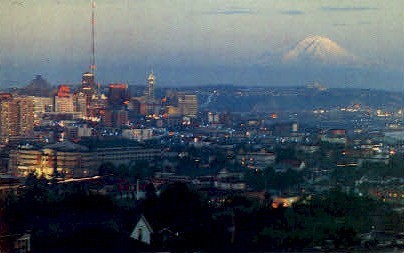 Mt. Ranier Sunset - Seattle, Washington WA Postcard