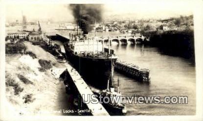 Real Photo - Canal Locks - Seattle, Washington WA Postcard