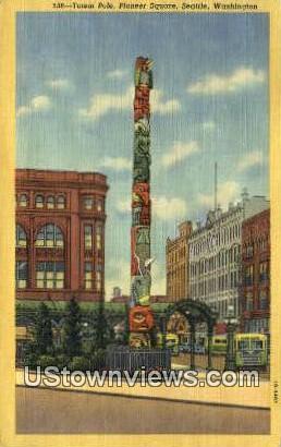 Totem Pole, Pioneer Square - Seattle, Washington WA Postcard