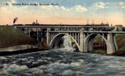 Monroe Street Bridge - Spokane, Washington WA Postcard
