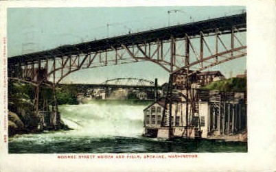 Monroe Bridge - Spokane, Washington WA Postcard