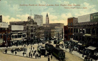 Second Avenue - Seattle, Washington WA Postcard