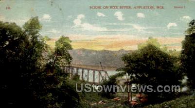 Fox River - Appleton, Wisconsin WI Postcard