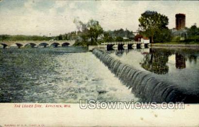The Lower Dam - Appleton, Wisconsin WI Postcard