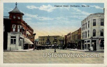 Chestnut Street - Burlington, Wisconsin WI Postcard