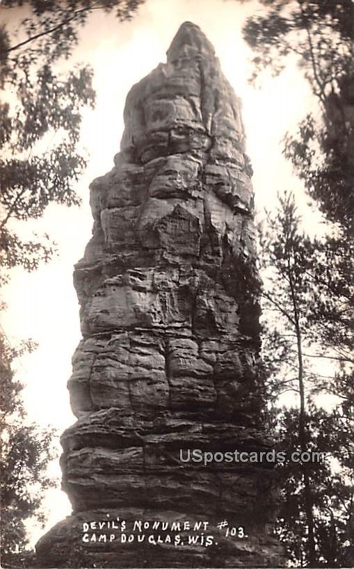 Devil's Monument - Camp Douglas, Wisconsin WI Postcard