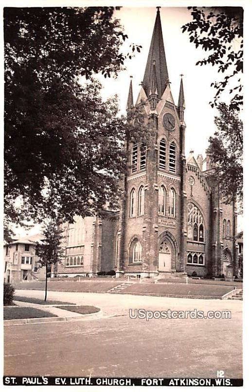 St Paul's Evangelical Lutheran Church - Fort Atkinson, Wisconsin WI Postcard