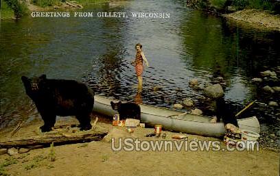 Greetings From - Gillett, Wisconsin WI Postcard