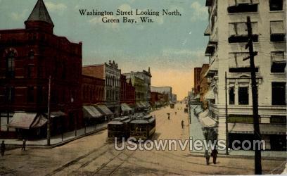 Washington Street - Green Bay, Wisconsin WI Postcard