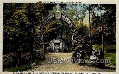 Entrance to Holy Hill - Wisconsin WI Postcard