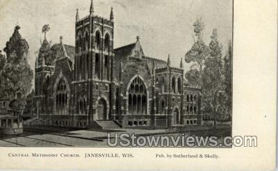 Central Methodist Church - Janesville, Wisconsin WI Postcard