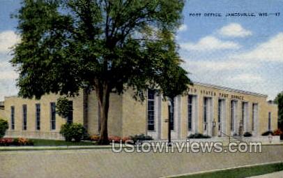 Post Office - Janesville, Wisconsin WI Postcard