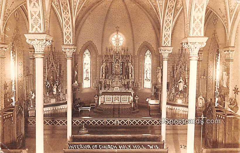 Interior of Church - Holy Hill, Wisconsin WI Postcard