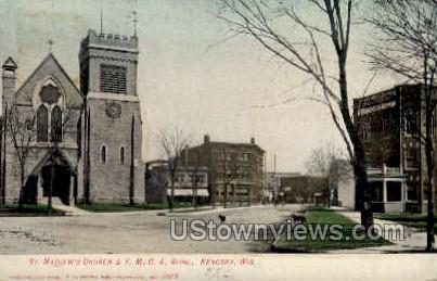St. Mathew's Church & Y.M.C.A. - Kenosha, Wisconsin WI Postcard