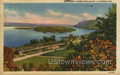 Mississippi River - La Crosse, Wisconsin WI Postcard