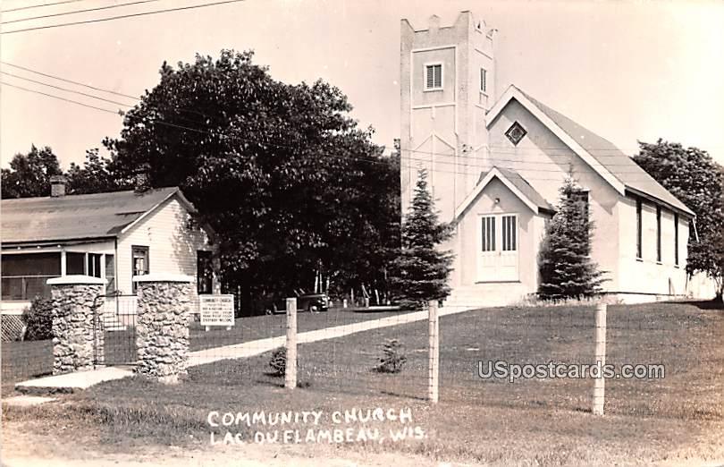 Community Church - Lac Du Flamdeau, Wisconsin WI Postcard