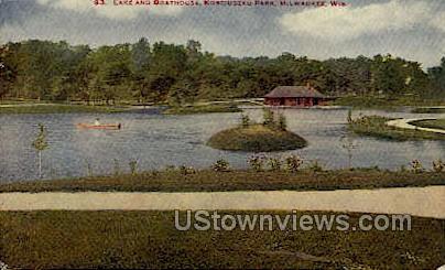 Lake And Boathouse - MIlwaukee, Wisconsin WI Postcard
