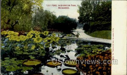 Lily Pond in Washington Park - MIlwaukee, Wisconsin WI Postcard