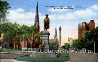 Washington Monument - MIlwaukee, Wisconsin WI Postcard