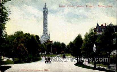 Lake Front and Water Tower - MIlwaukee, Wisconsin WI Postcard