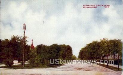 Highland Boulevard - MIlwaukee, Wisconsin WI Postcard