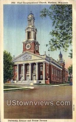 First Congregational Church - Madison, Wisconsin WI Postcard
